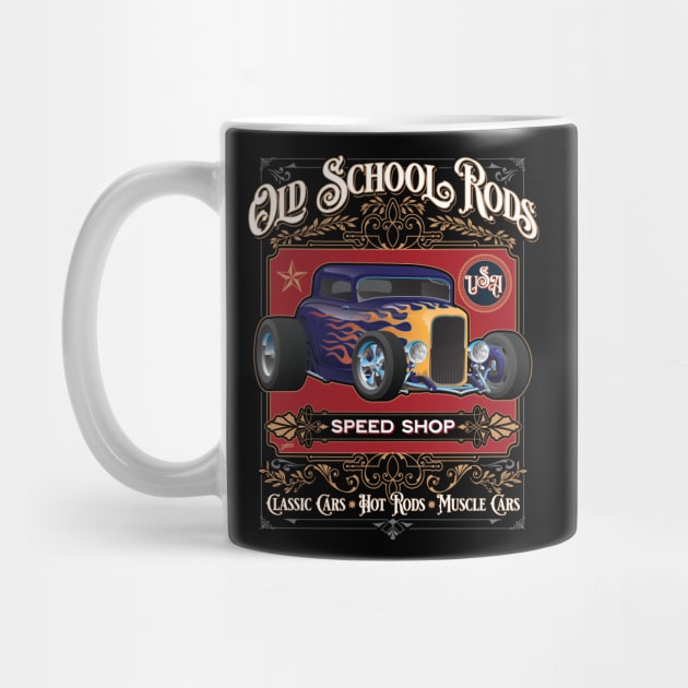 Old School Rods Speed Shop Vintage Style Hot Rod Car Design by hobrath